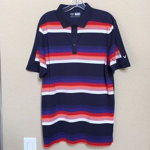 Callaway Mens Royal Blue Striped Polo Shirt Medium